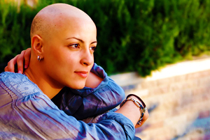 Beautiful Woman Who's Lost Her Hair Due to Chemotherapy