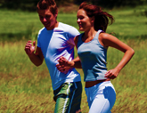 Couple Running Together Before Using a Medical (USP) Lanolin Skin Moisturizing Serum