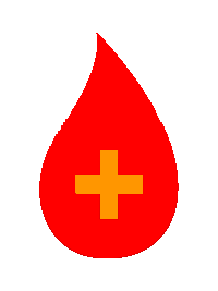 Red Droplet of Fluid with Medical Cross Inside