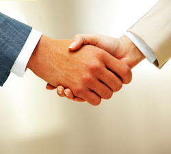 Businessman and Business Woman Shaking Hands