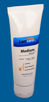Tube of Lanicare™ Medium Blend™ Lanolin Skin Care Formula Standing on End